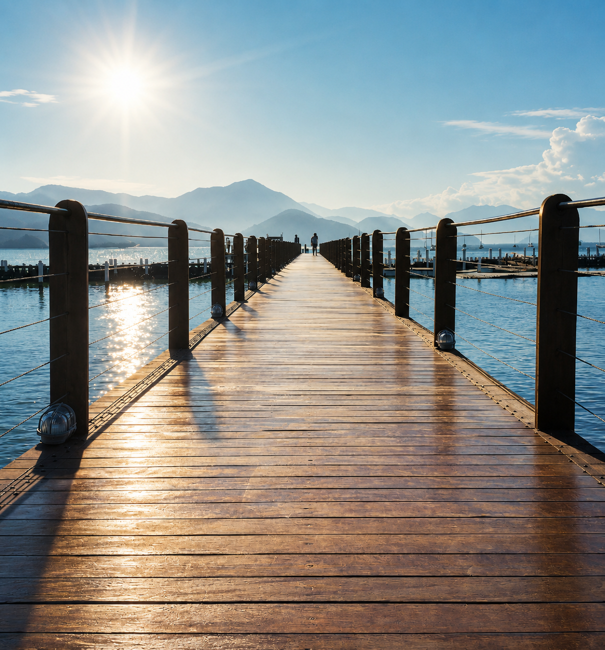 Pier e contemplação no fim de tarde